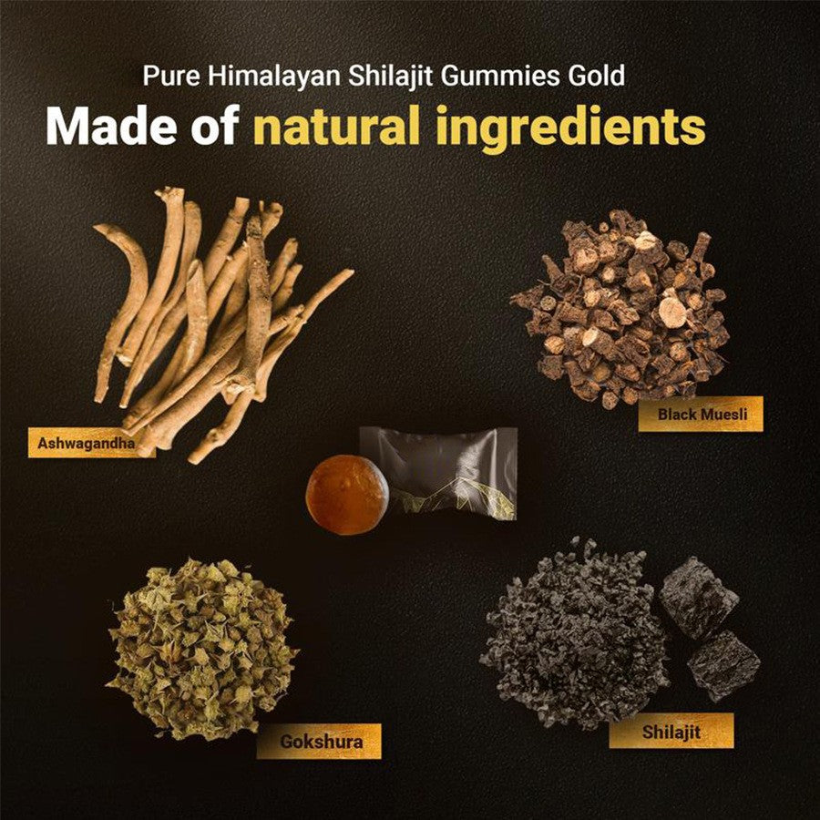 Shilajit Gold Gummies Himalaya | 60 Gomitas | 3000mg | Ashwagandha & Black Seed