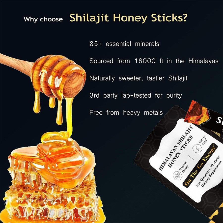 Shilajit Honey Sticks Himalaya | 30 Unidades | Energía Natural y Minerales