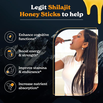 Shilajit Honey Sticks Himalaya | 30 Unidades | Energía Natural y Minerales
