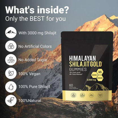 Shilajit Gold Gummies Himalaya | 60 Gomitas | 3000mg | Ashwagandha & Black Seed